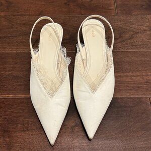 NEOUS White Slingback Pumps - Irena 40 - Bridal Kitten Heel